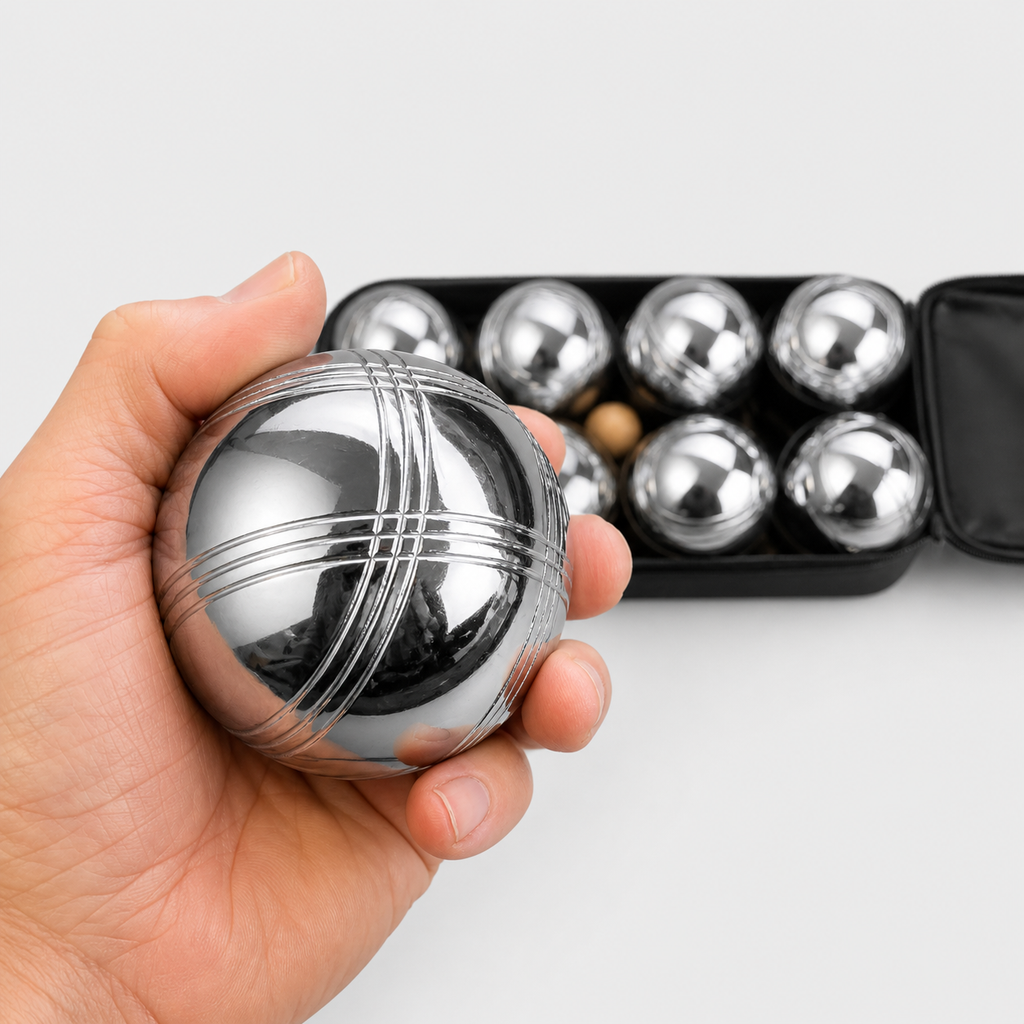 Lot de 8 boules de pétanque chromées
