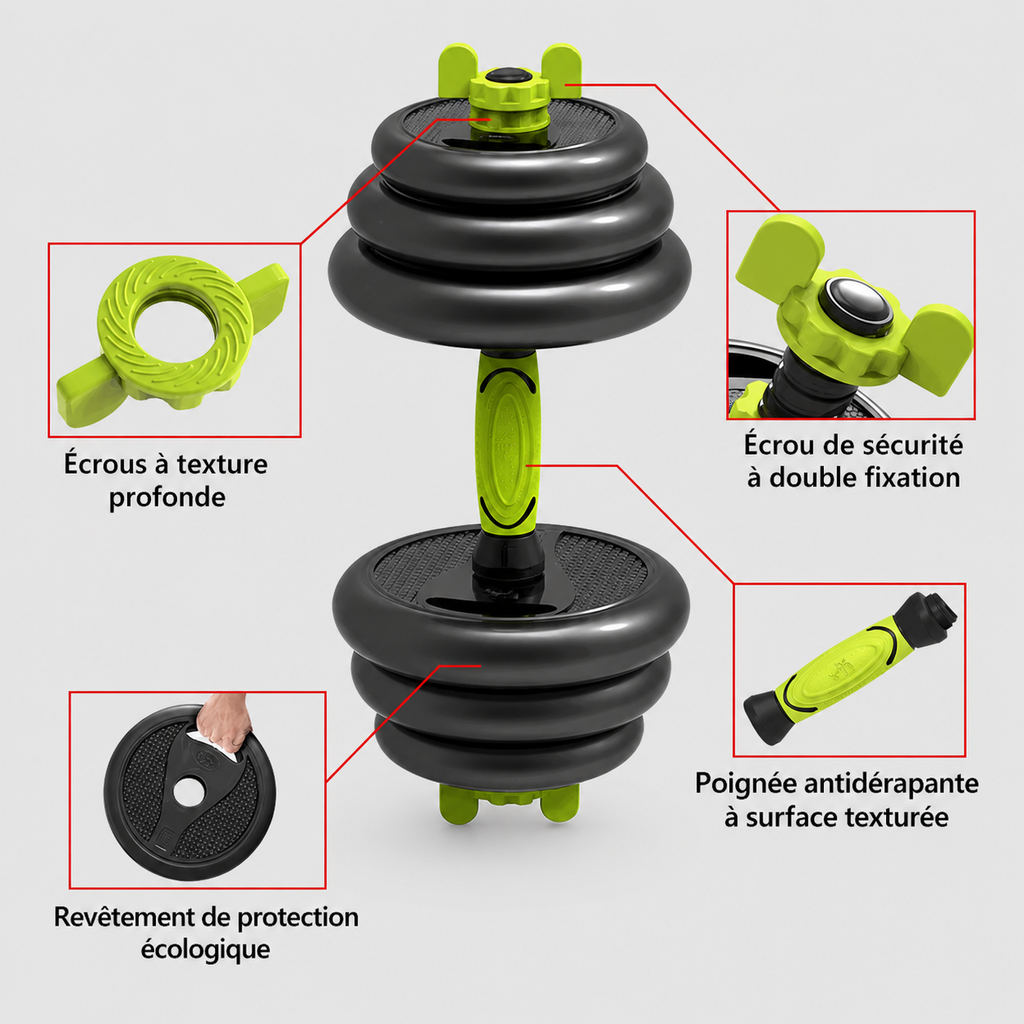 Haltères réglables 40KG 3 en 1