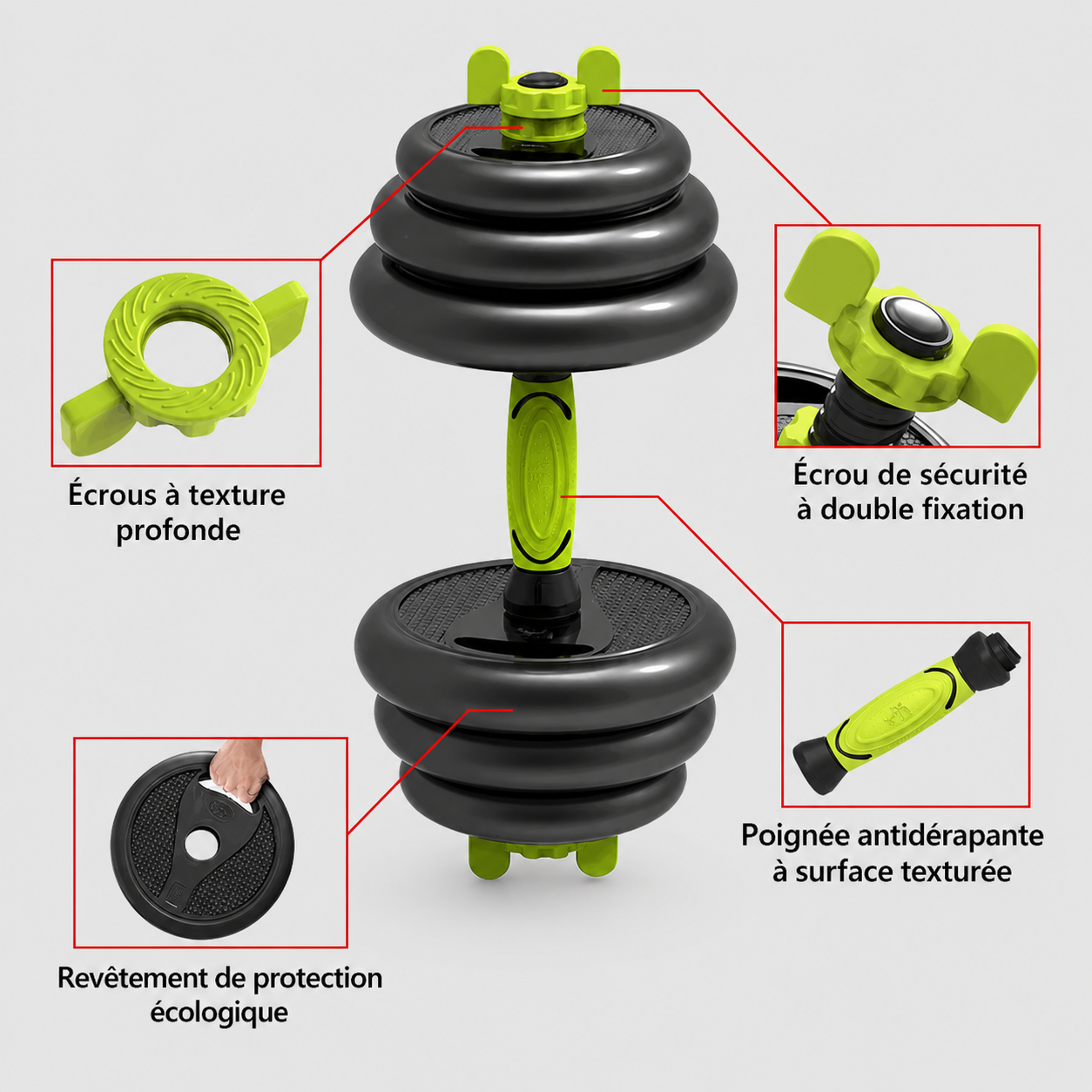 Haltères réglables 40KG 3 en 1