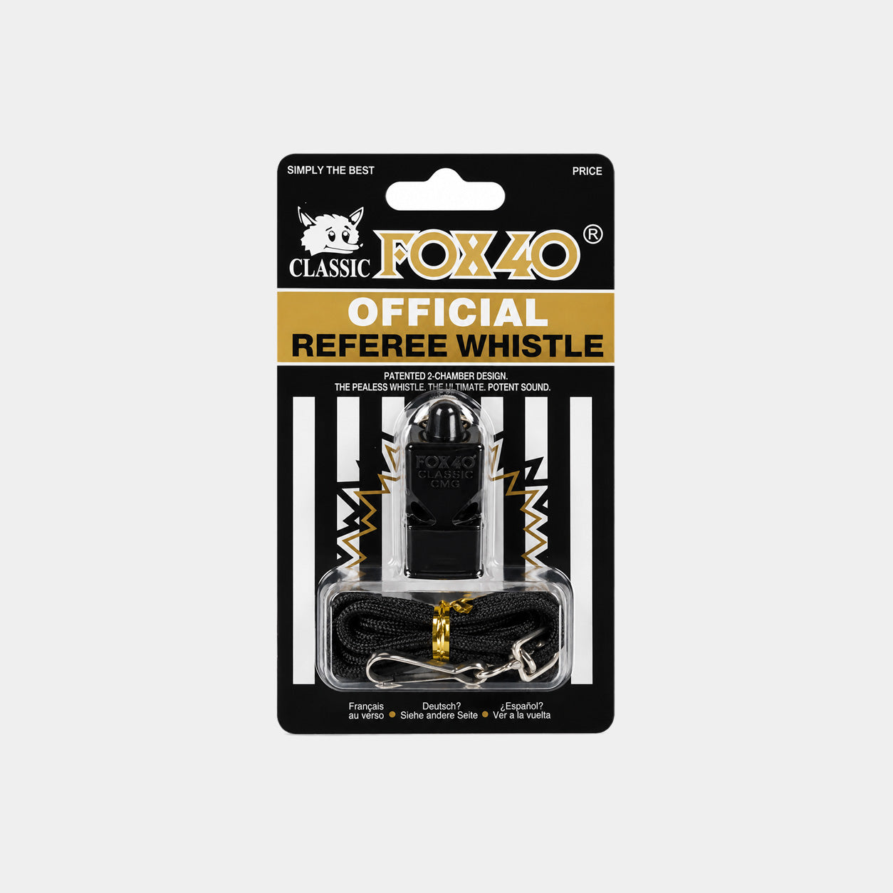 Sifflet d'Arbitre FOX 40 Classic Officiel avec Cordon – Noir