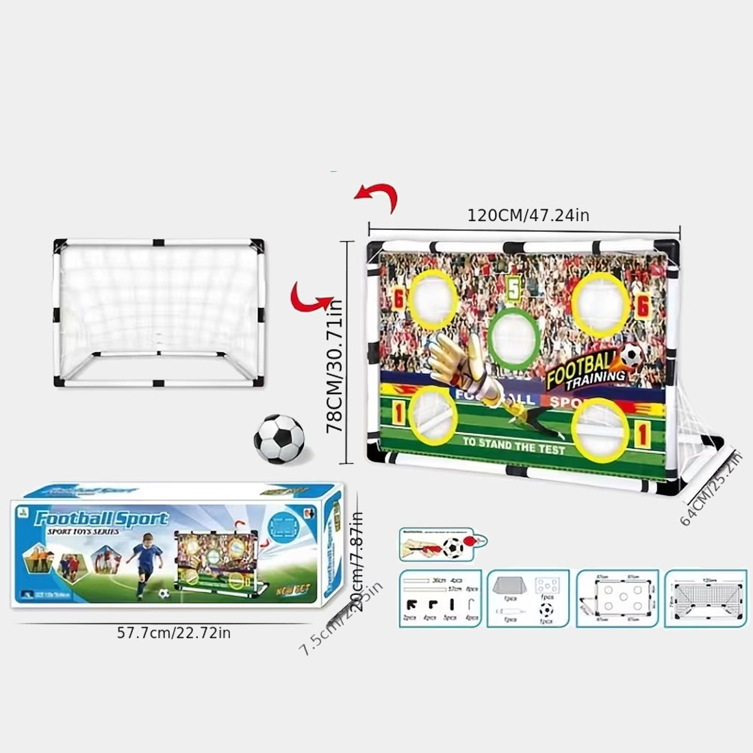 Mini Cage de Football avec Cible 120cm -Jeu d'entraînement  pour enfants