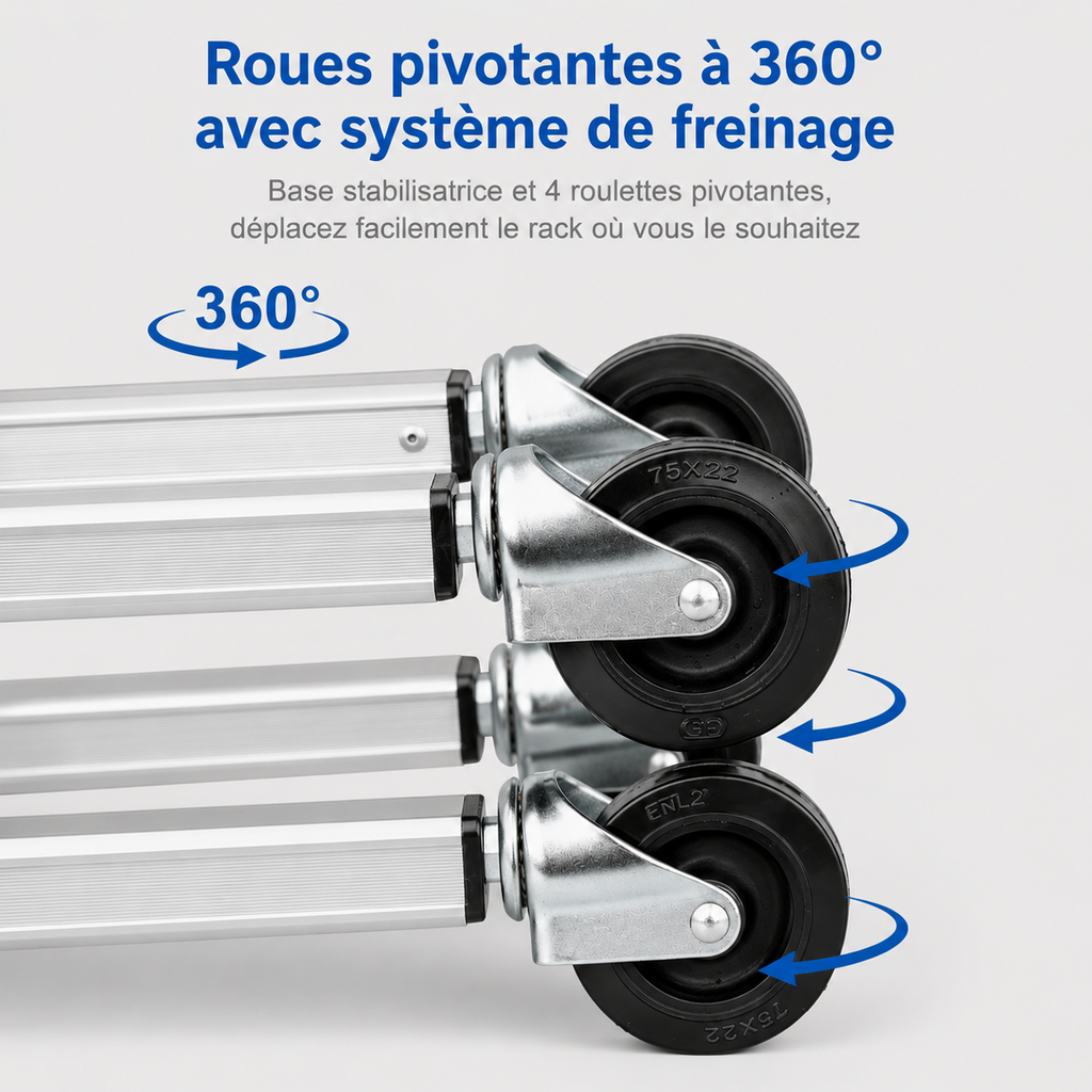Support de rangement ballons pliable avec roulettes