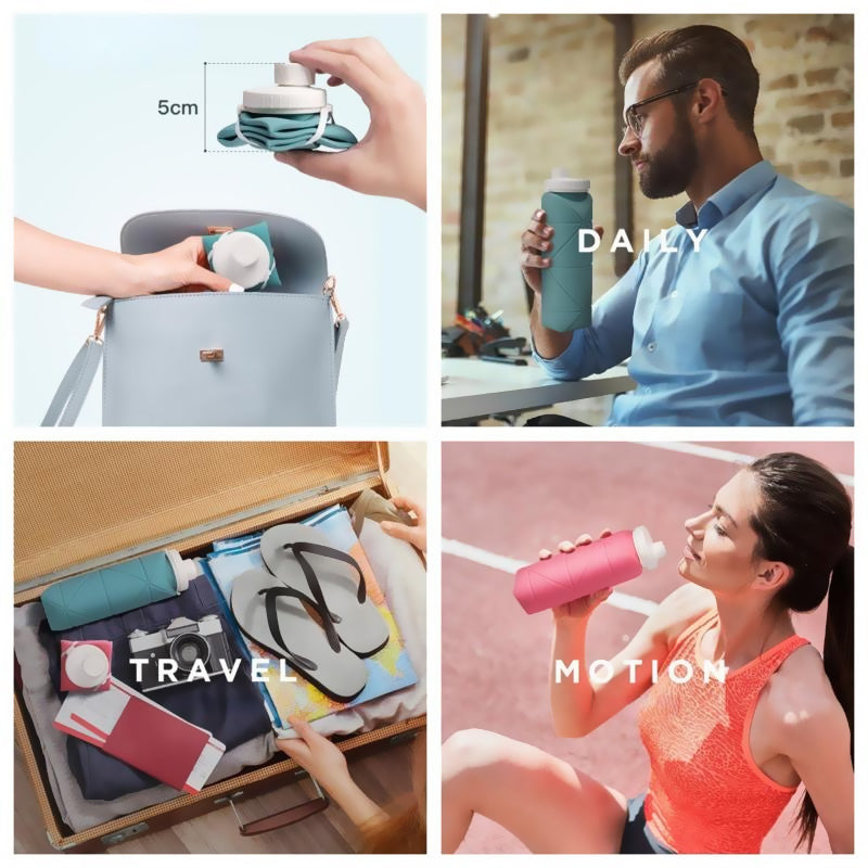 Bouteille d'eau pliable en silicone