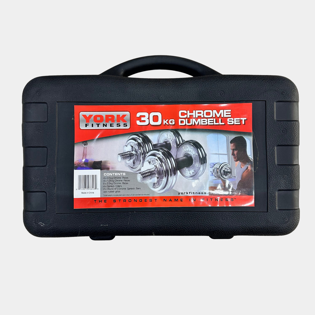 Haltères chromées 30KG avec mallette – Set fitness complet