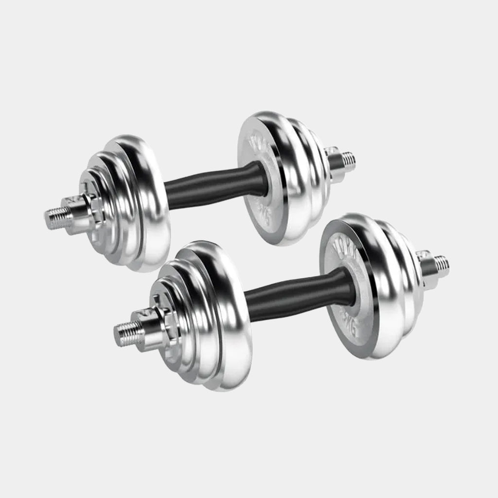 Haltères chromées 30KG avec mallette – Set fitness complet