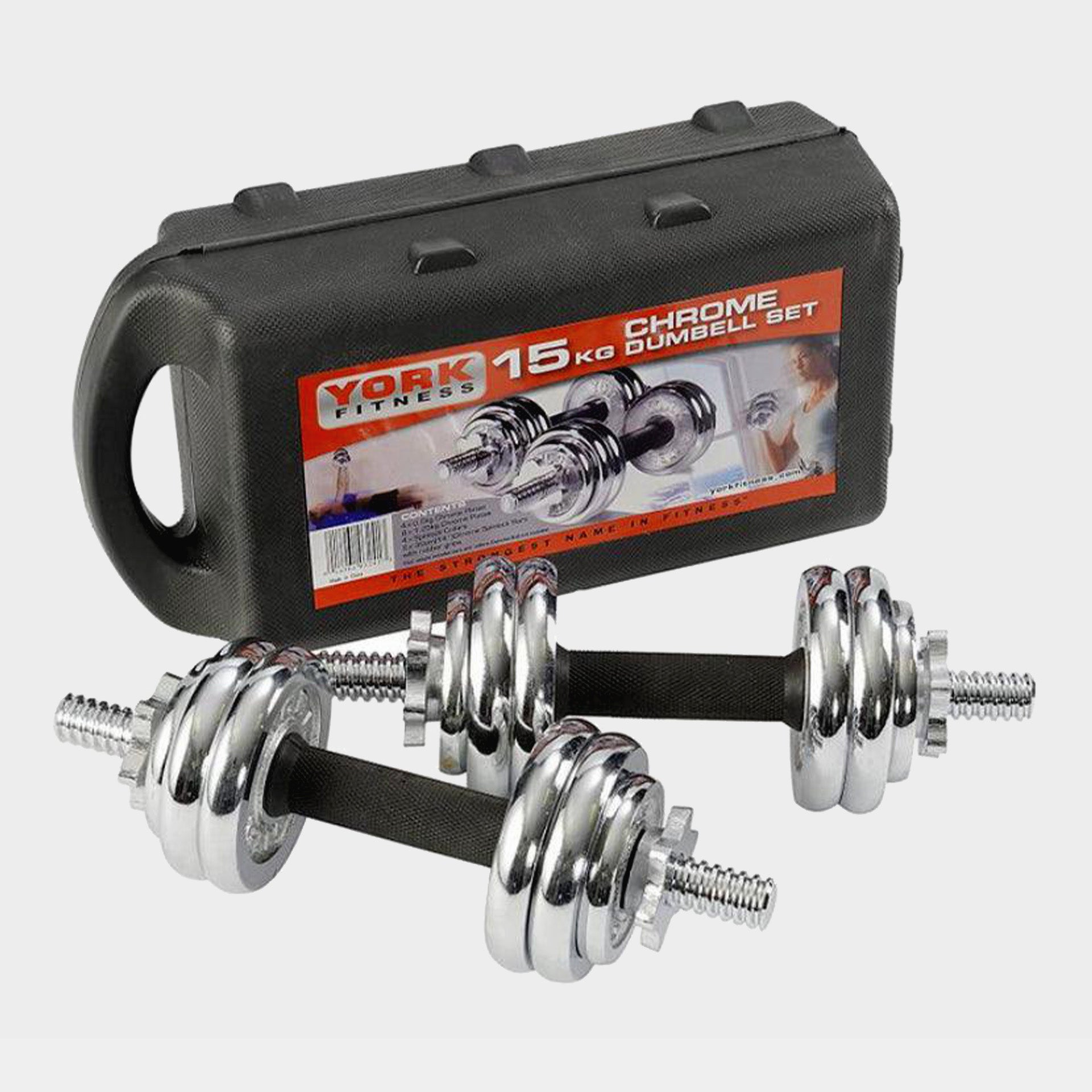 Haltères York Fitness 15KG avec mallette – Set complet