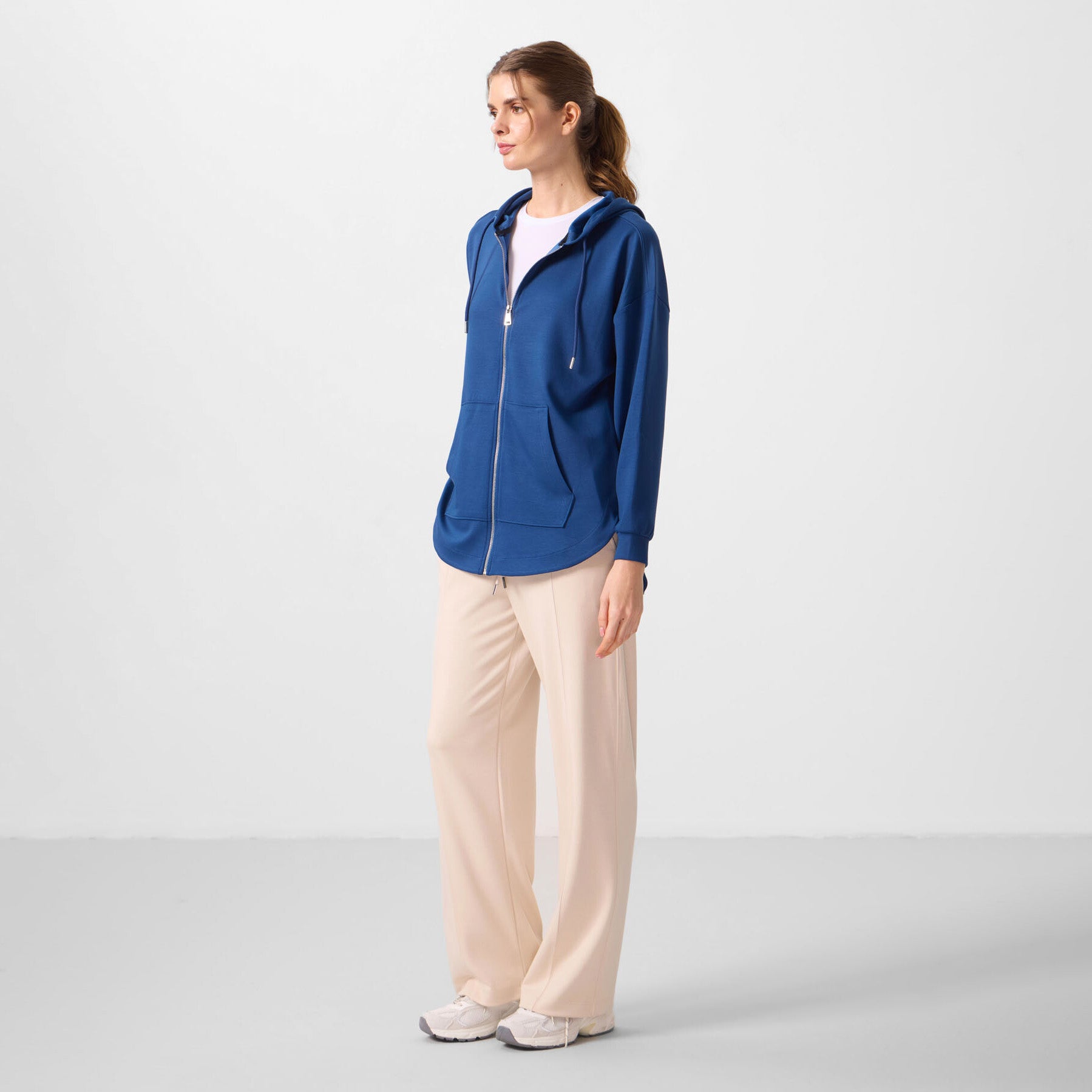 Sweat à Capuche Femme Zippé Oversize – Bleu
