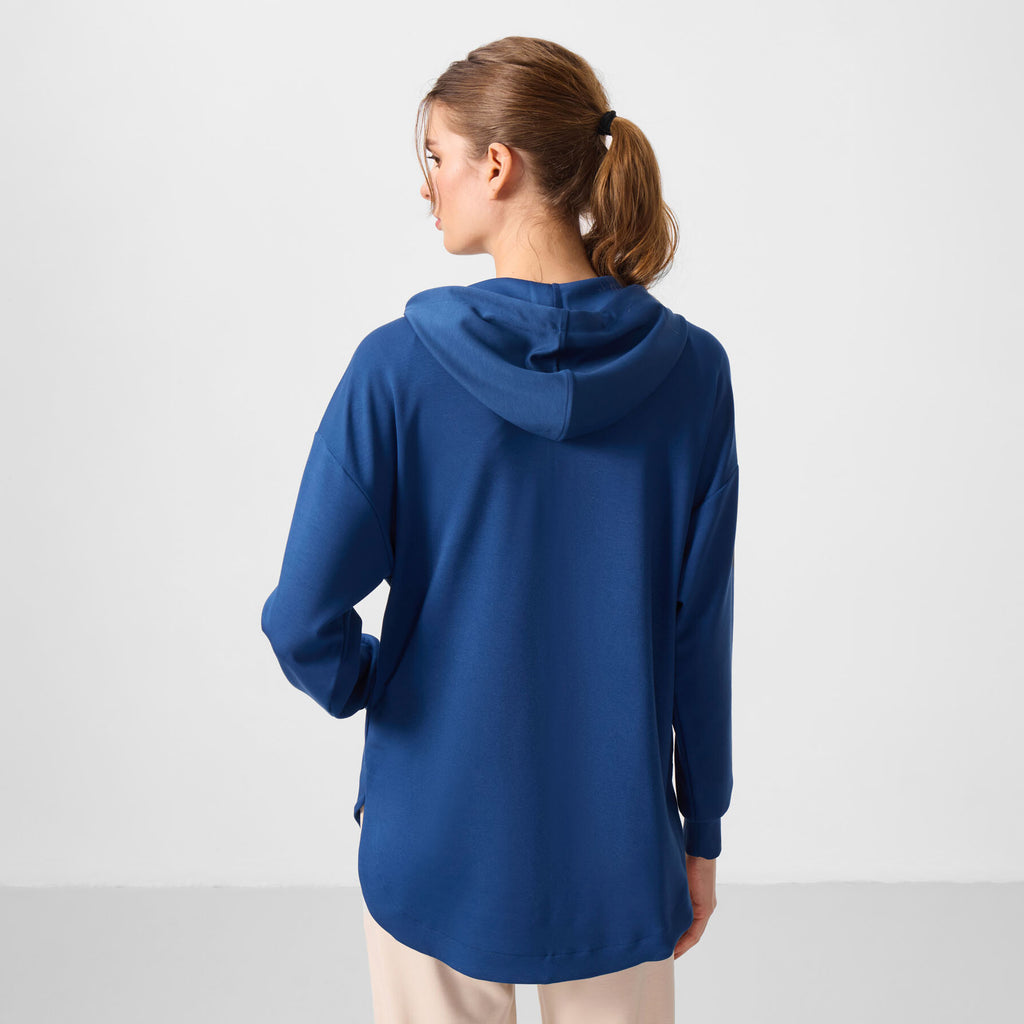 Sweat à Capuche Femme Zippé Oversize – Bleu