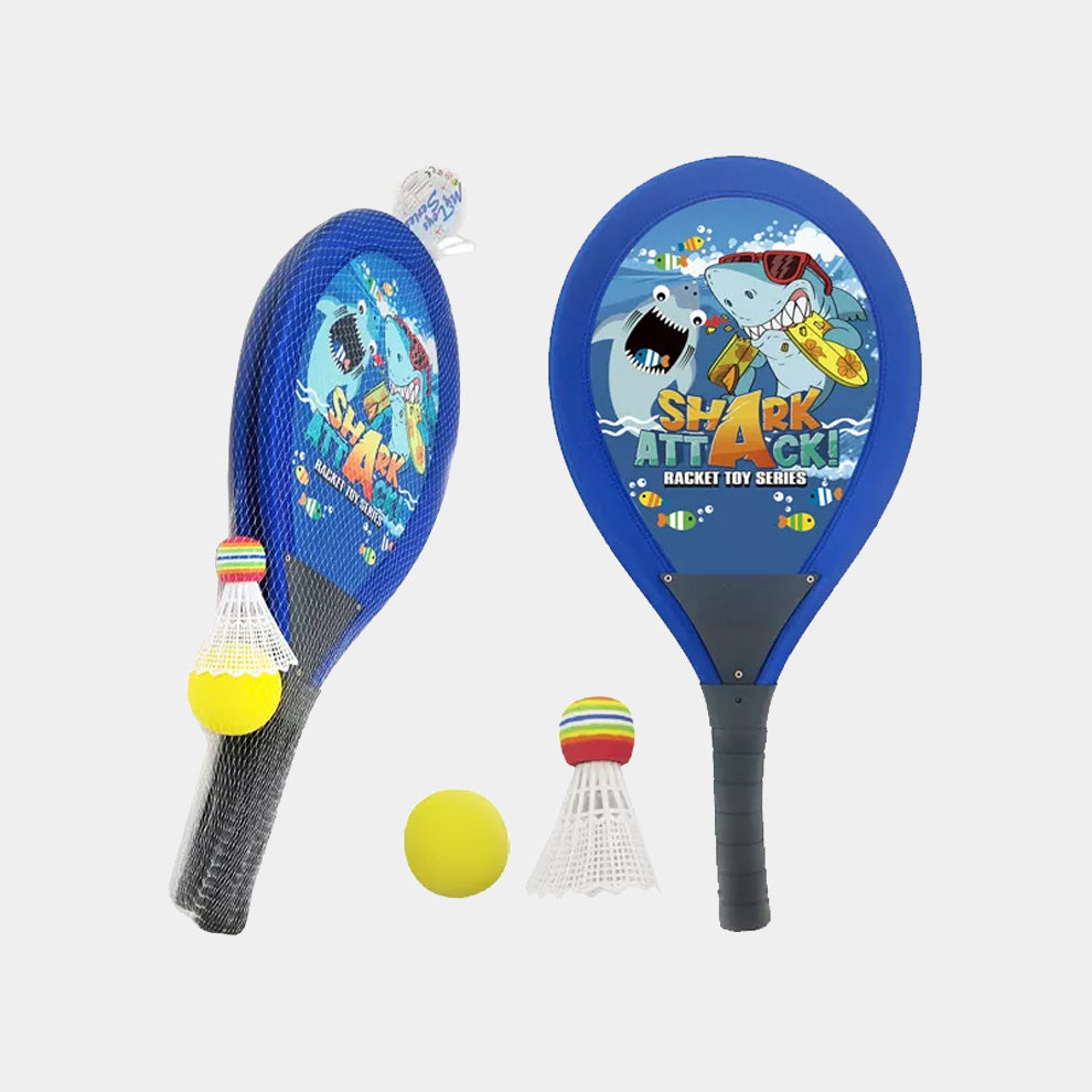 Set de raquettes enfant avec balle et volant -Shark Design