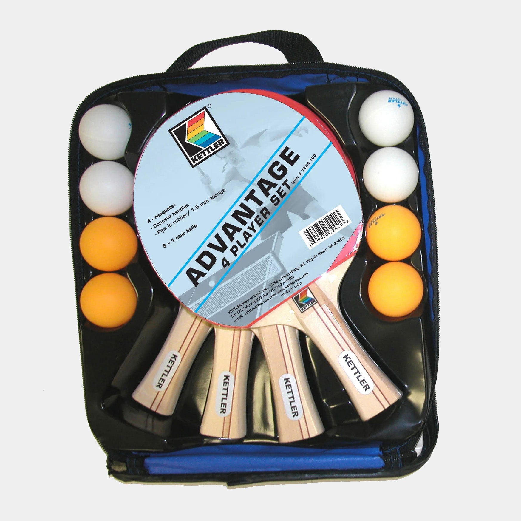 Ensemble raquette et balle de tennis de table pour 4 joueurs