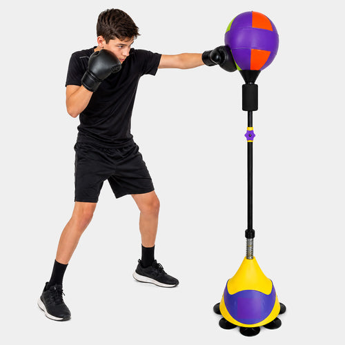 Ballon de Réflexe de Boxe sur Pied Réglable pour Enfants et Adolescents