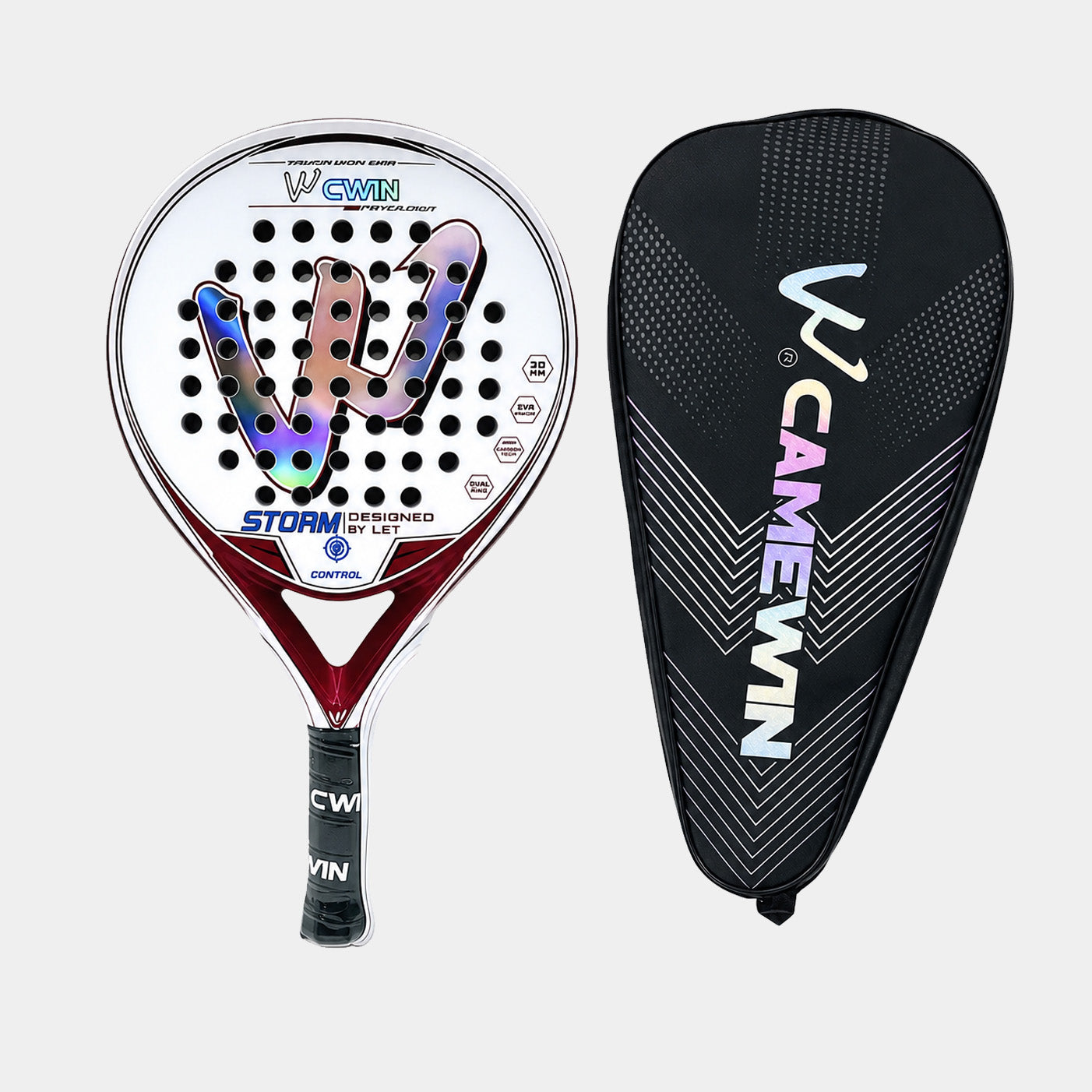 Raquette de Padel CWIN 4018 en Fibre de Carbone – Légère, Noyau EVA Memory Flex, Haute Performance