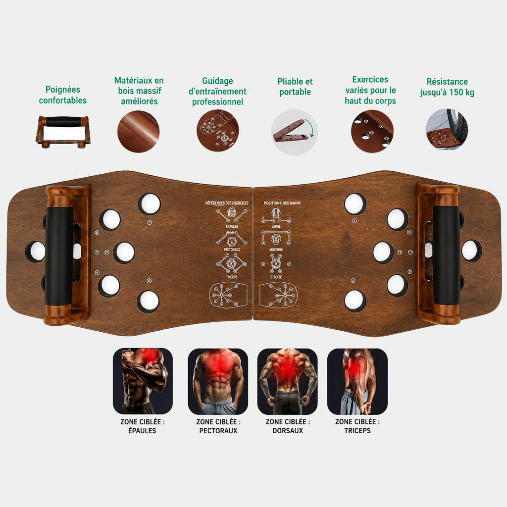 Planche de Pompes Pliable en Bois Massif