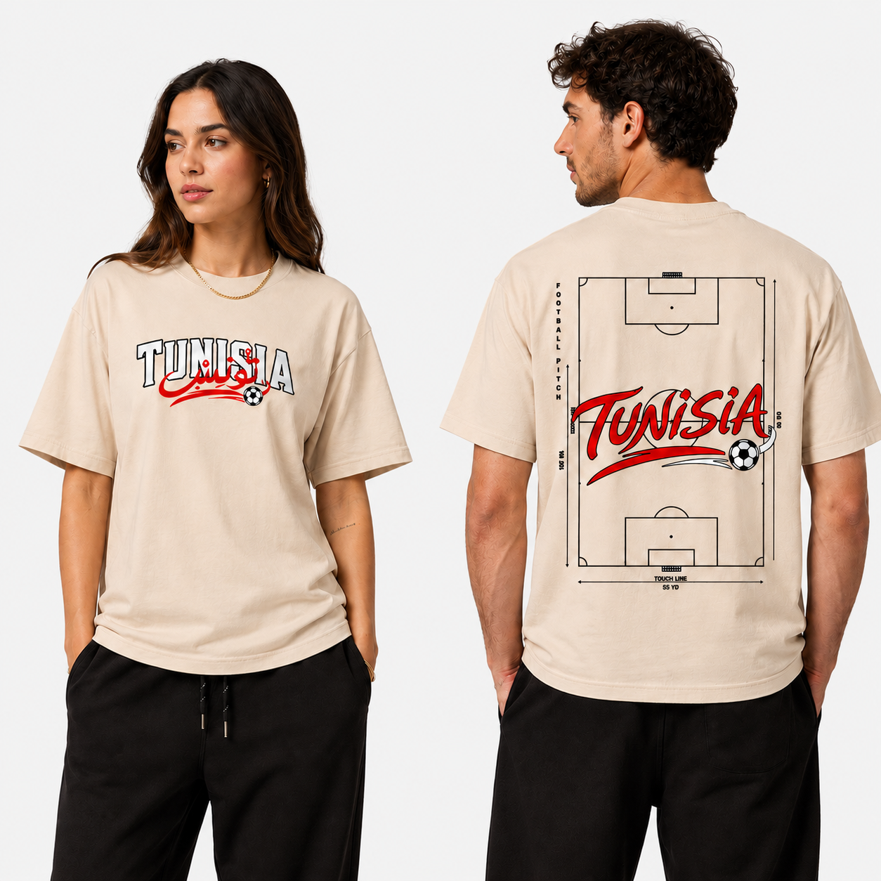 T-shirt Tunisie Football Oversize Unisexe